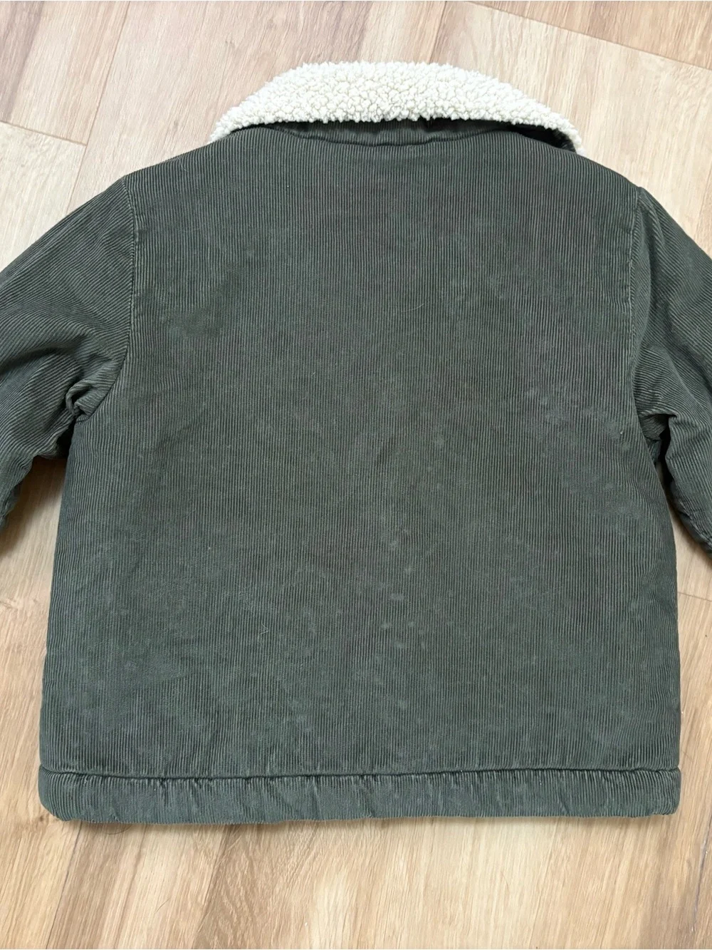 Old Navy Olive Green Corduroy Jacket with Cream Sherpa Collar